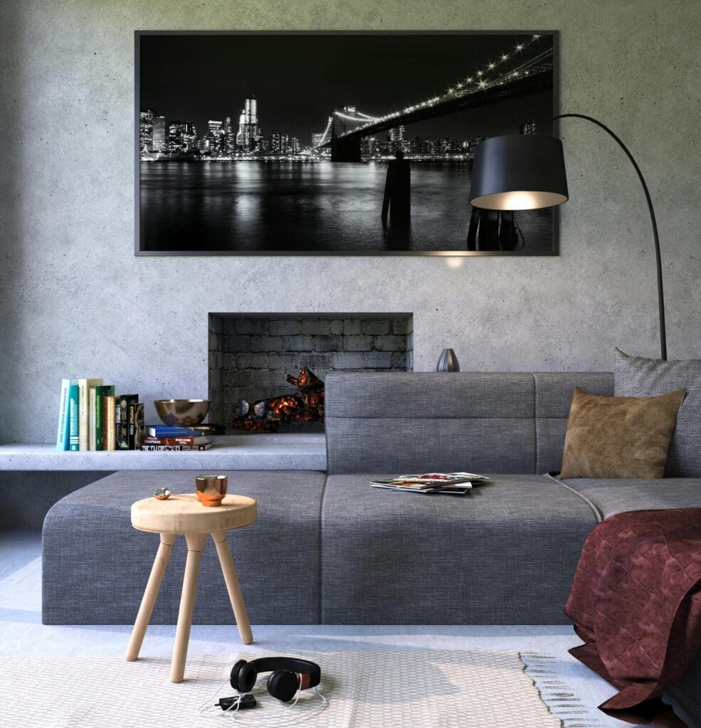 gray modern fireplace